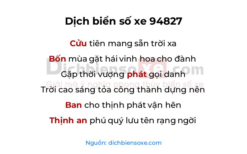 Dịch thơ biển số 94827
