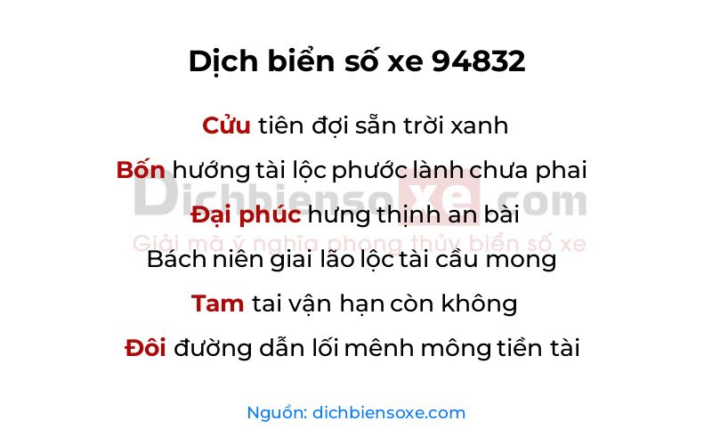 Dịch thơ biển số 94832