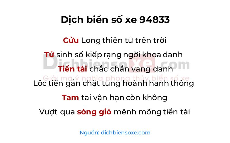 Dịch thơ biển số 94833