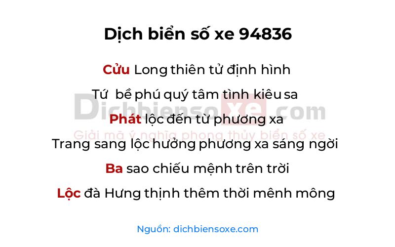 Dịch thơ biển số 94836