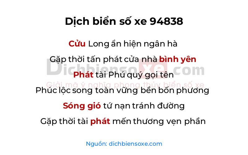 Dịch thơ biển số 94838