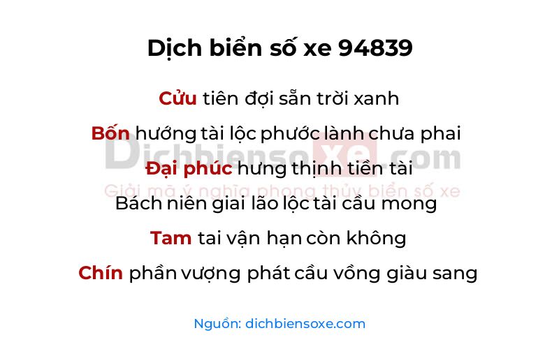 Dịch thơ biển số 94839
