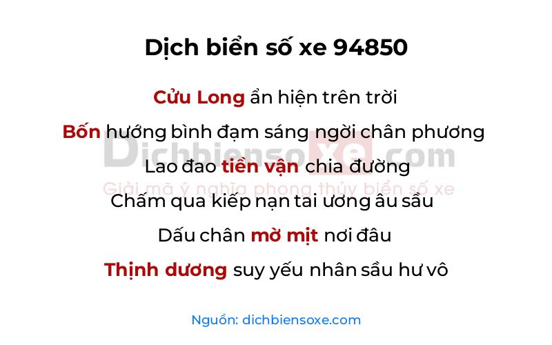 Dịch thơ biển số 94850
