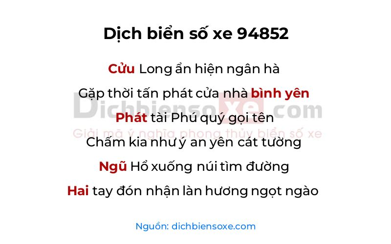Dịch thơ biển số 94852
