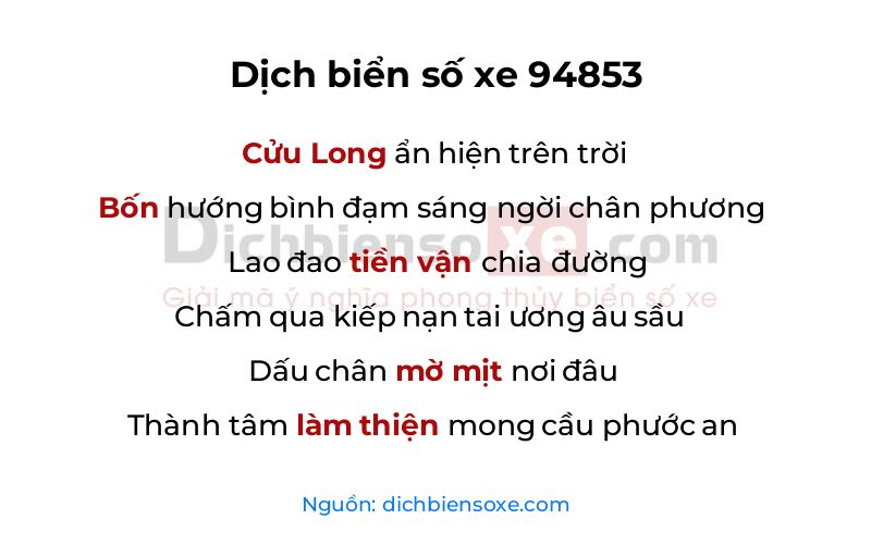 Dịch thơ biển số 94853