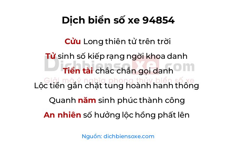 Dịch thơ biển số 94854