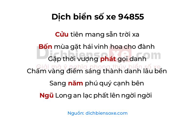 Dịch thơ biển số 94855