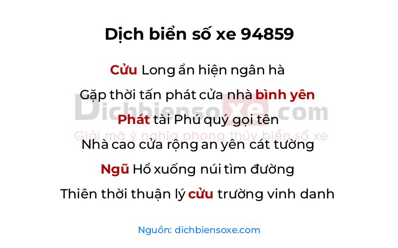 Dịch thơ biển số 94859