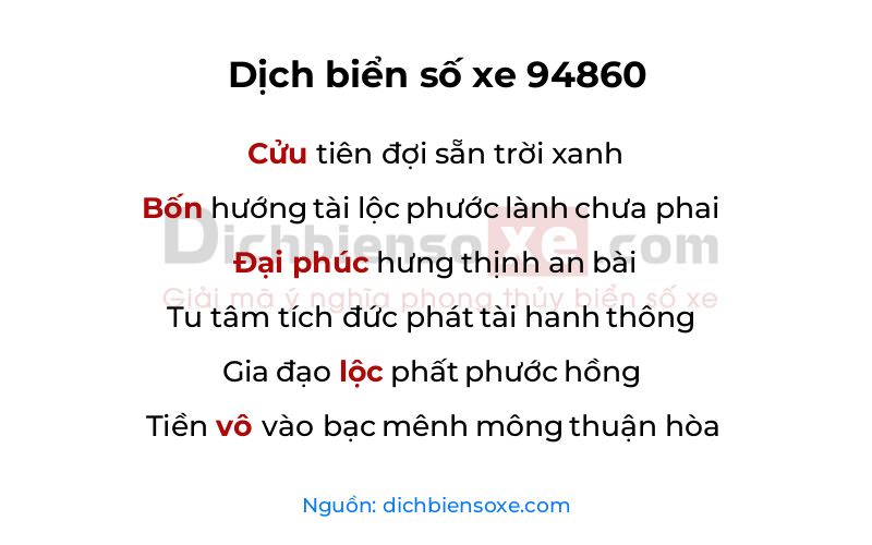 Dịch thơ biển số 94860