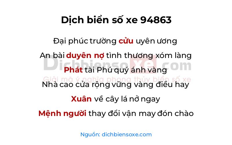 Dịch thơ biển số 94863