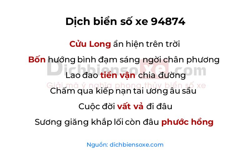 Dịch thơ biển số 94874