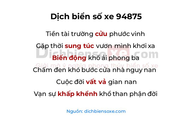 Dịch thơ biển số 94875