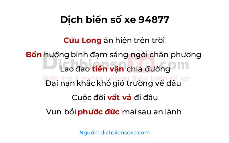 Dịch thơ biển số 94877