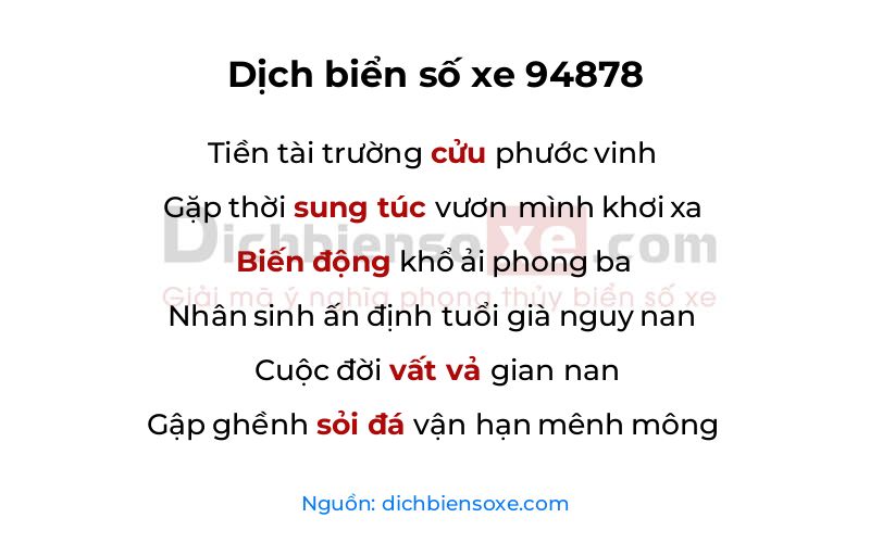 Dịch thơ biển số 94878