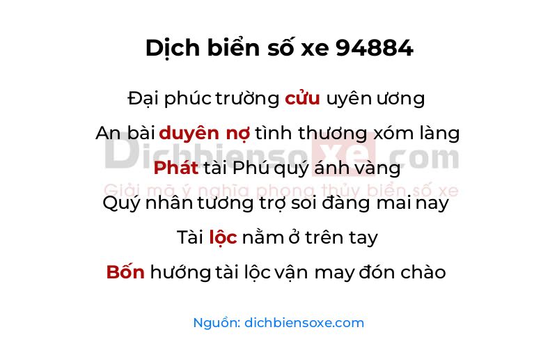 Dịch thơ biển số 94884