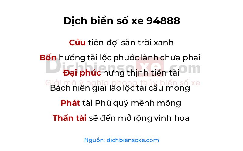 Dịch thơ biển số 94888