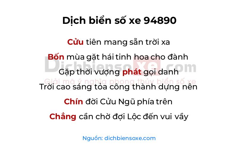 Dịch thơ biển số 94890