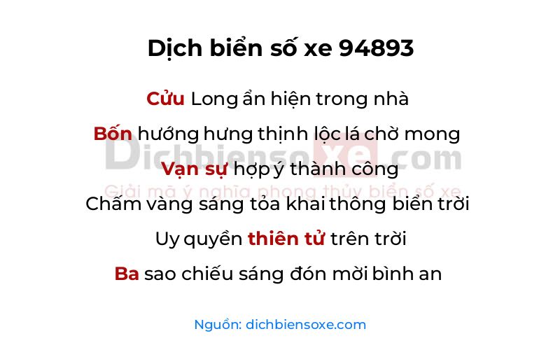 Dịch thơ biển số 94893