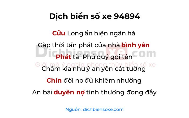 Dịch thơ biển số 94894