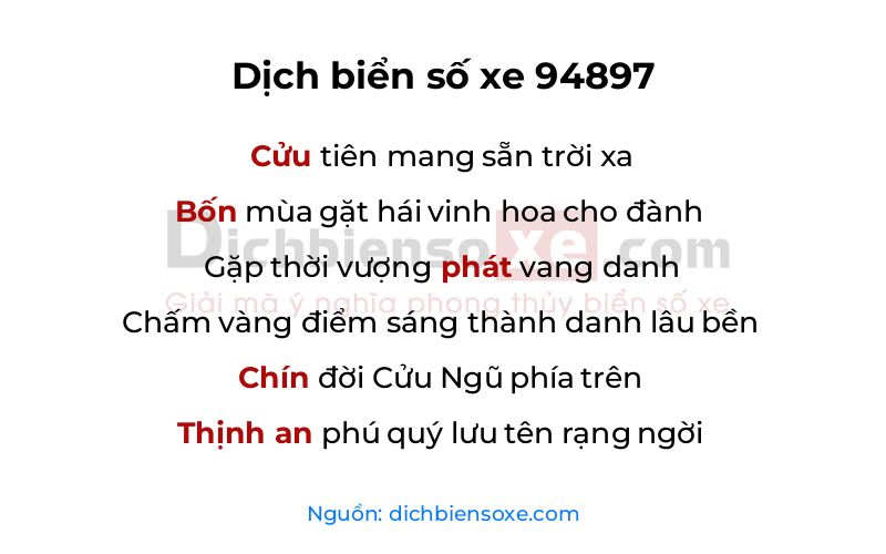 Dịch thơ biển số 94897