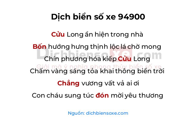 Dịch thơ biển số 94900