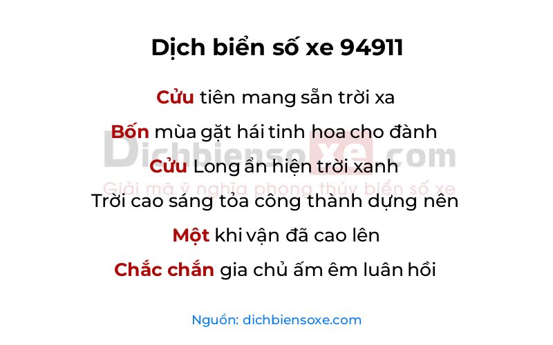 Dịch thơ biển số 94911