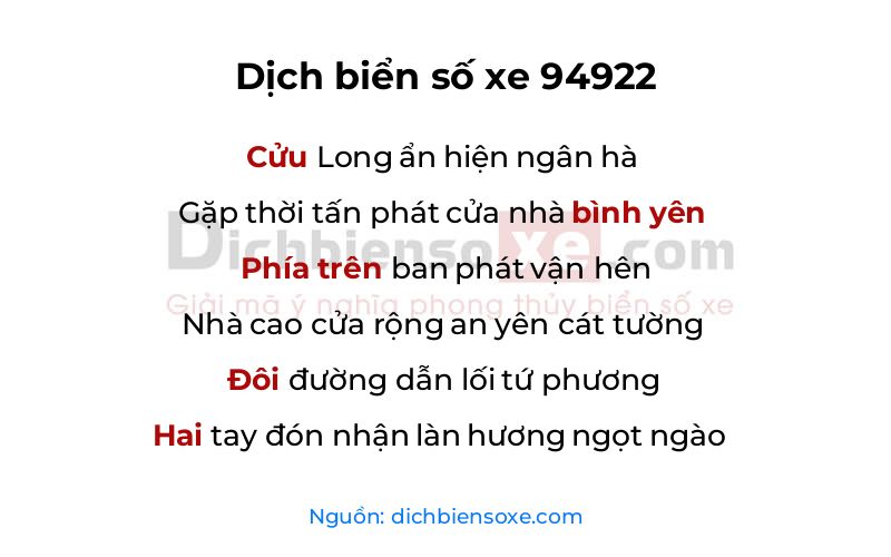 Dịch thơ biển số 94922