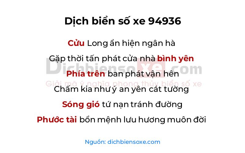 Dịch thơ biển số 94936