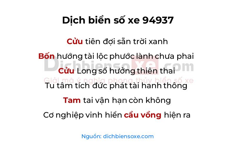 Dịch thơ biển số 94937