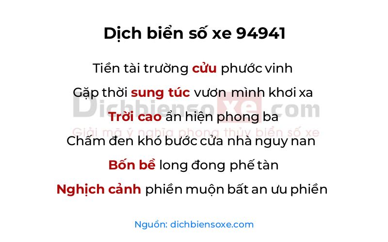Dịch thơ biển số 94941
