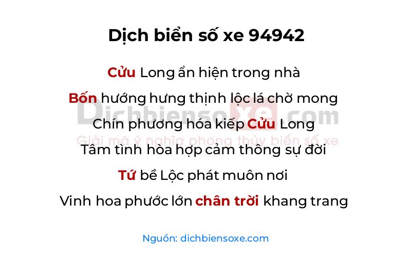 Dịch thơ biển số 94942