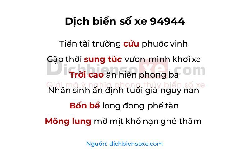 Dịch thơ biển số 94944