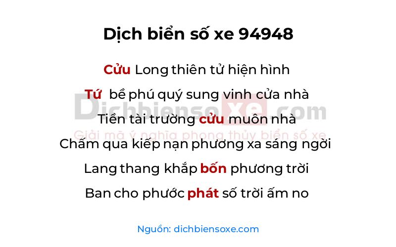 Dịch thơ biển số 94948