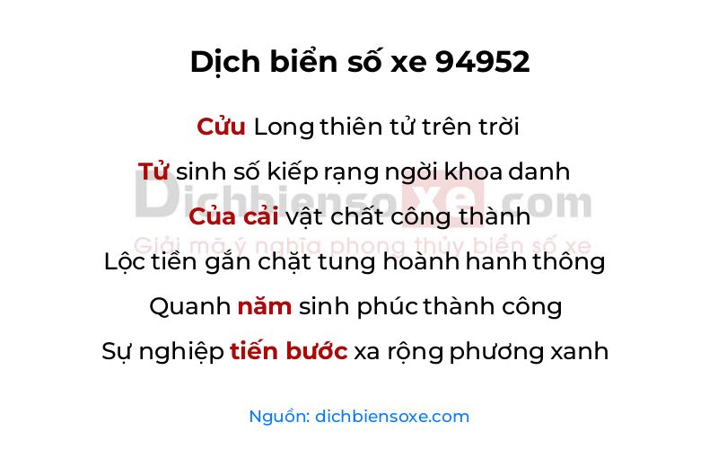 Dịch thơ biển số 94952