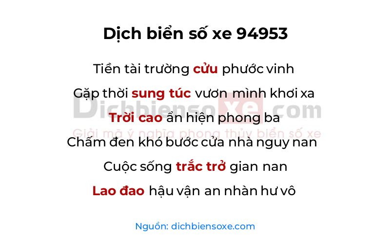 Dịch thơ biển số 94953