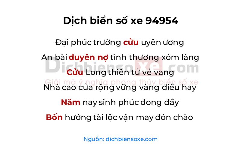 Dịch thơ biển số 94954