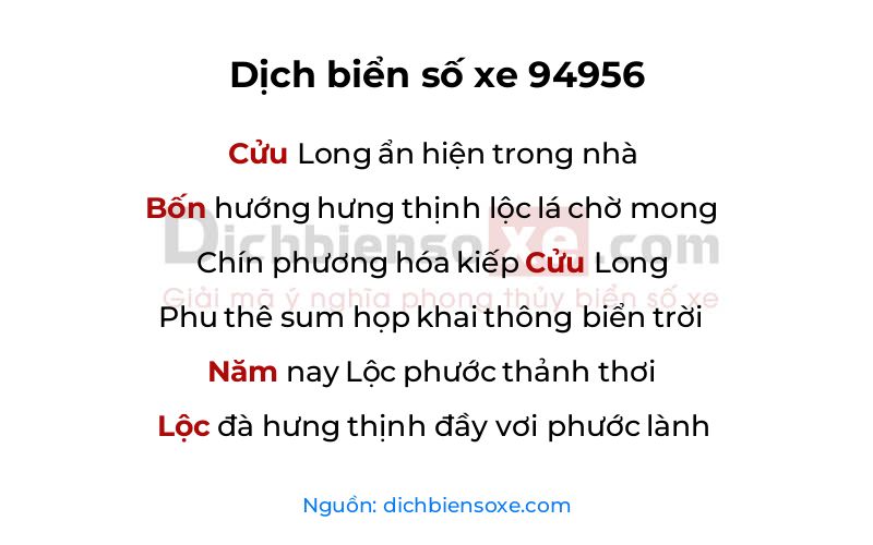 Dịch thơ biển số 94956