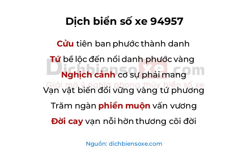 Dịch thơ biển số 94957