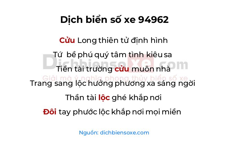 Dịch thơ biển số 94962