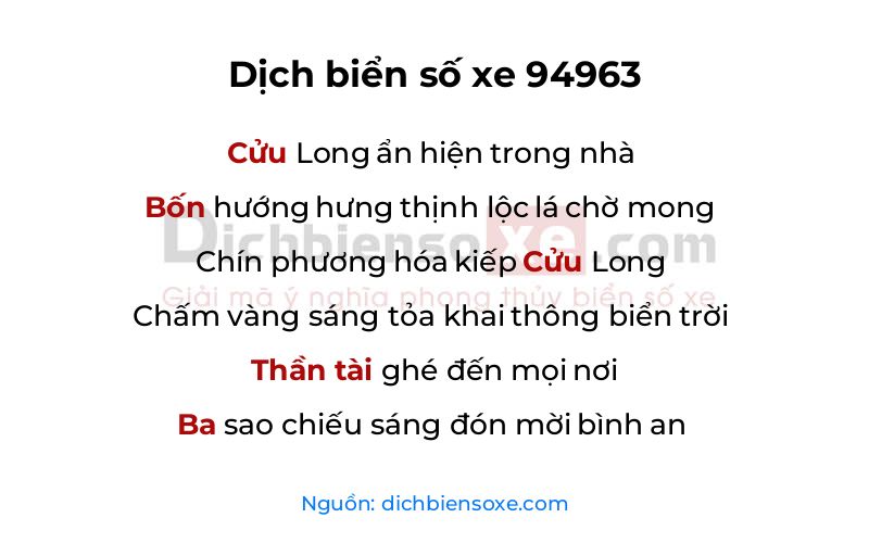 Dịch thơ biển số 94963