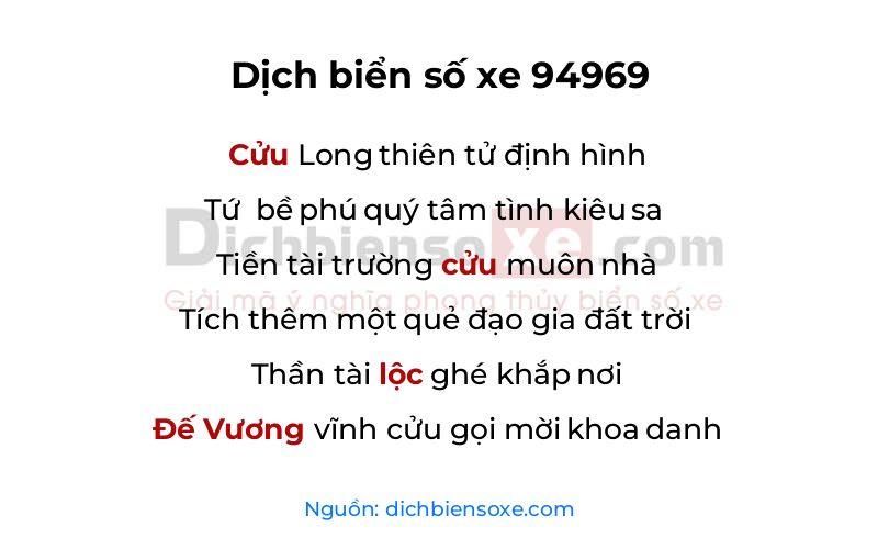 Dịch thơ biển số 94969