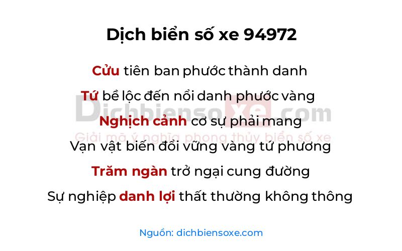 Dịch thơ biển số 94972