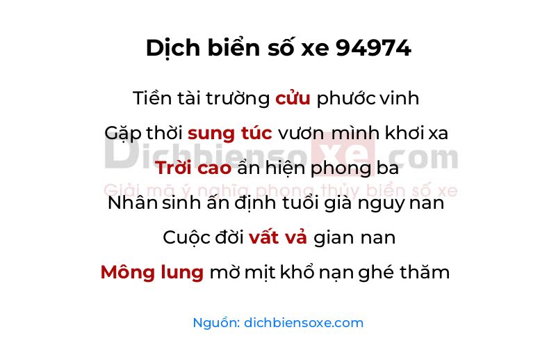 Dịch thơ biển số 94974