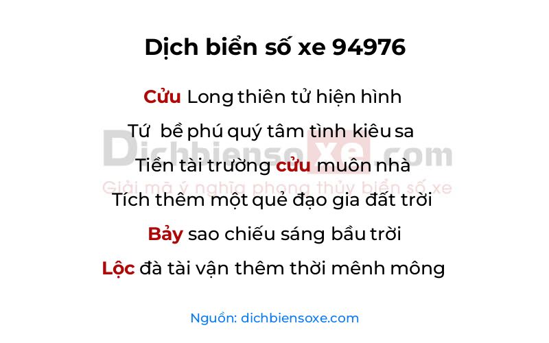 Dịch thơ biển số 94976