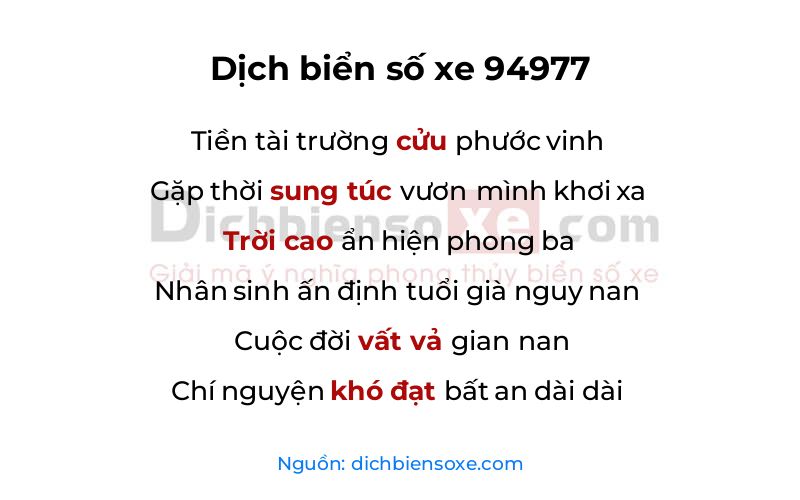 Dịch thơ biển số 94977