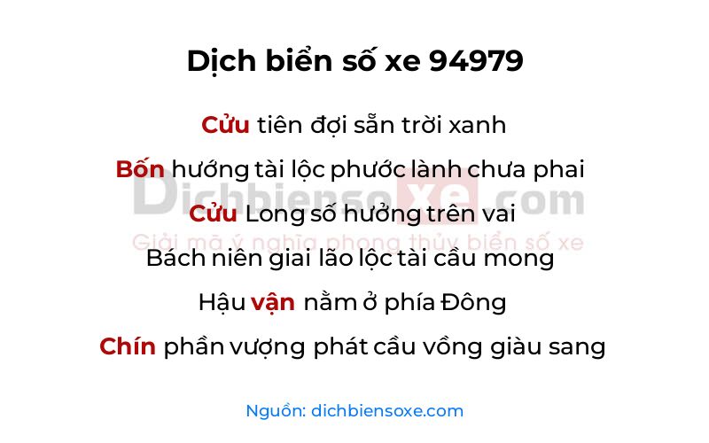 Dịch thơ biển số 94979