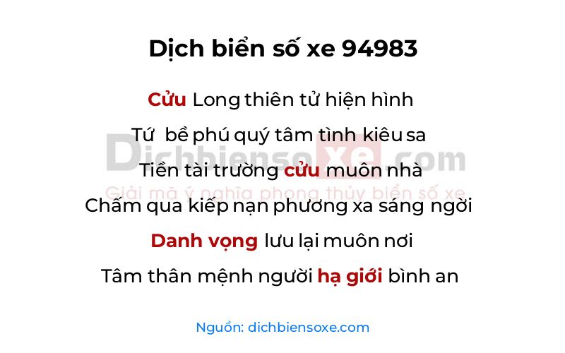 Dịch thơ biển số 94983