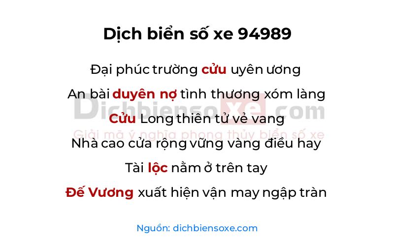 Dịch thơ biển số 94989