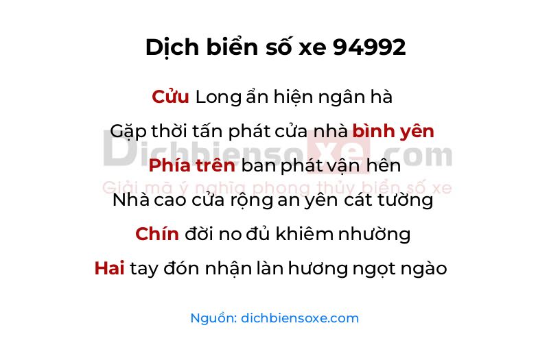 Dịch thơ biển số 94992