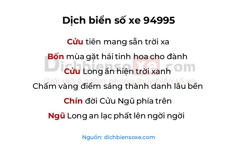 Dịch thơ biển số 94995